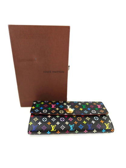 LOUIS VUITTON ルイヴィトン モノグラム マルチカラー ポルトフォイユサラ 長財布 ブラック×ピンク 管理番号：10847