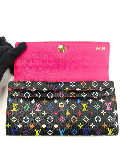 LOUIS VUITTON 路易威登 Monogram Multicolore Porte Tresor International 钱夹 黑色×粉色 商品编号：10847