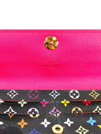 LOUIS VUITTON ルイヴィトン モノグラム マルチカラー ポルトフォイユサラ 長財布 ブラック×ピンク 管理番号：10847