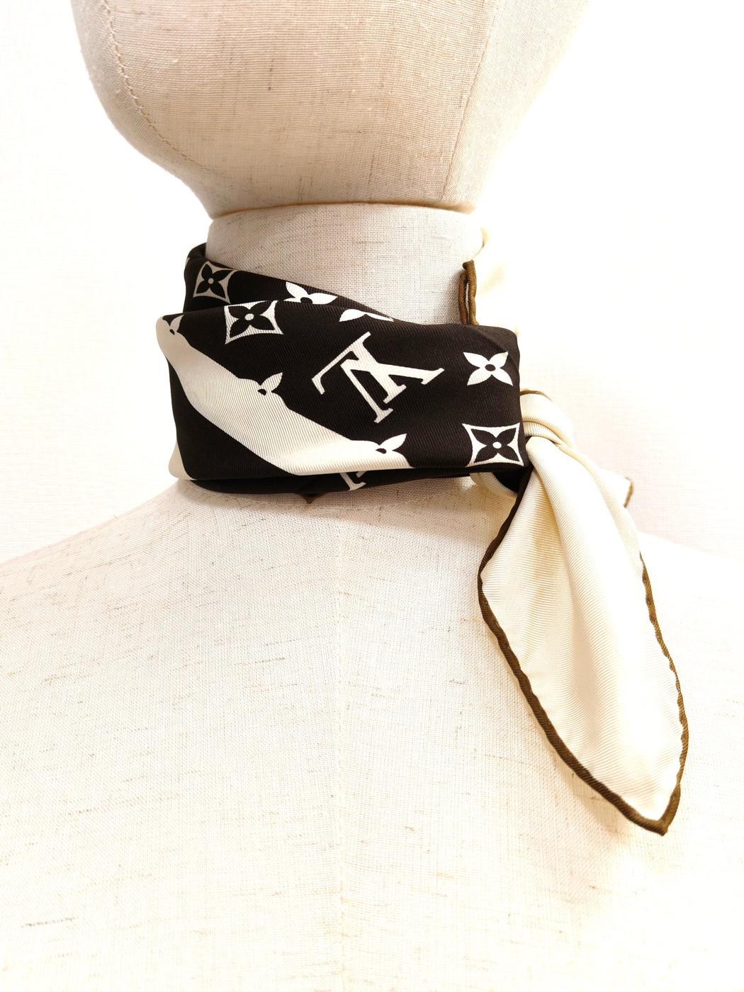 LOUIS VUITTON 路易威登 Monogram 真丝围巾 棕色 管理编号：10857