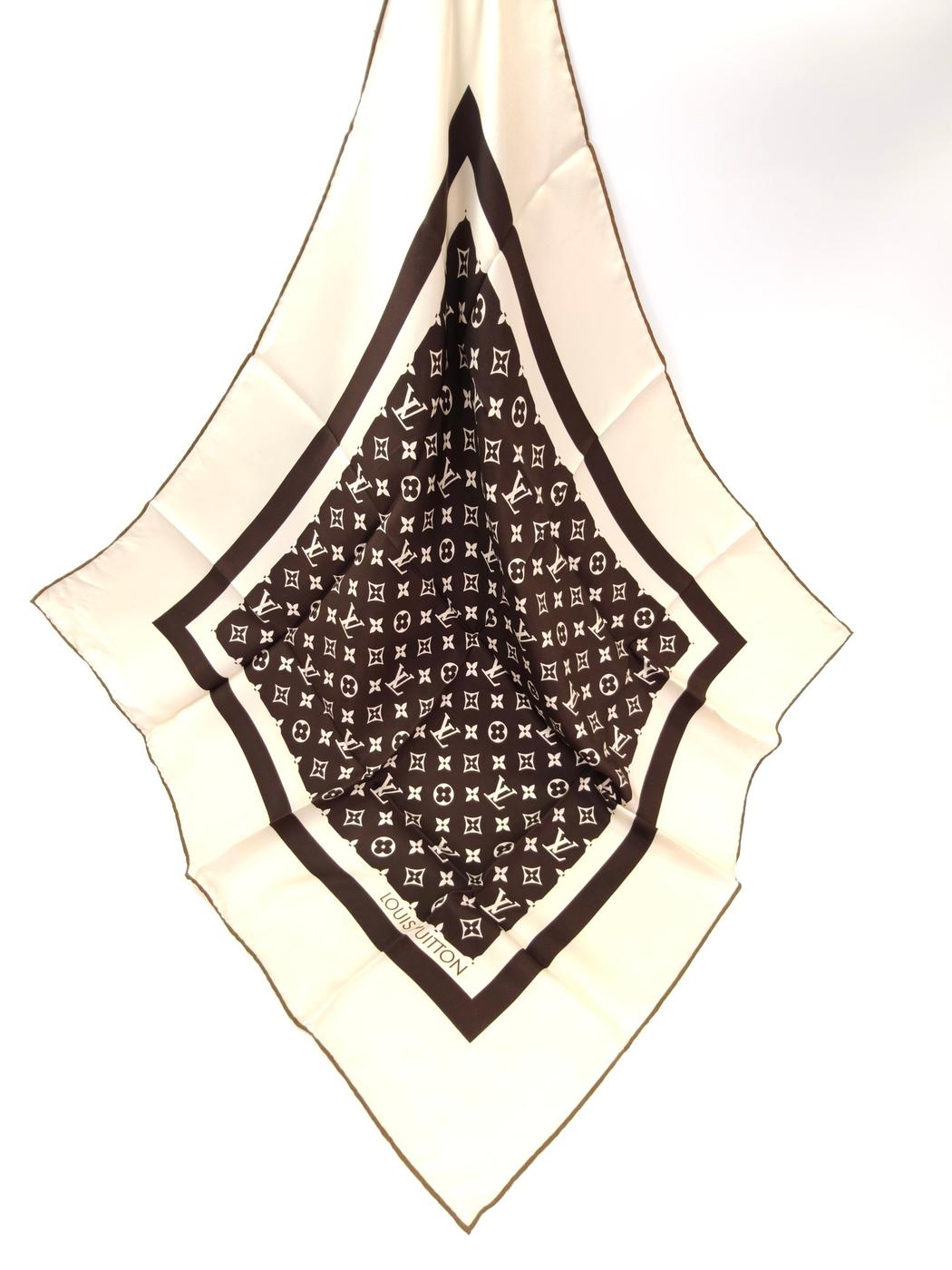 LOUIS VUITTON 路易威登 Monogram 真丝围巾 棕色 管理编号：10857