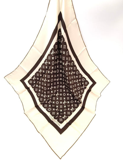 LOUIS VUITTON 路易威登 Monogram 真丝围巾 棕色 管理编号：10857