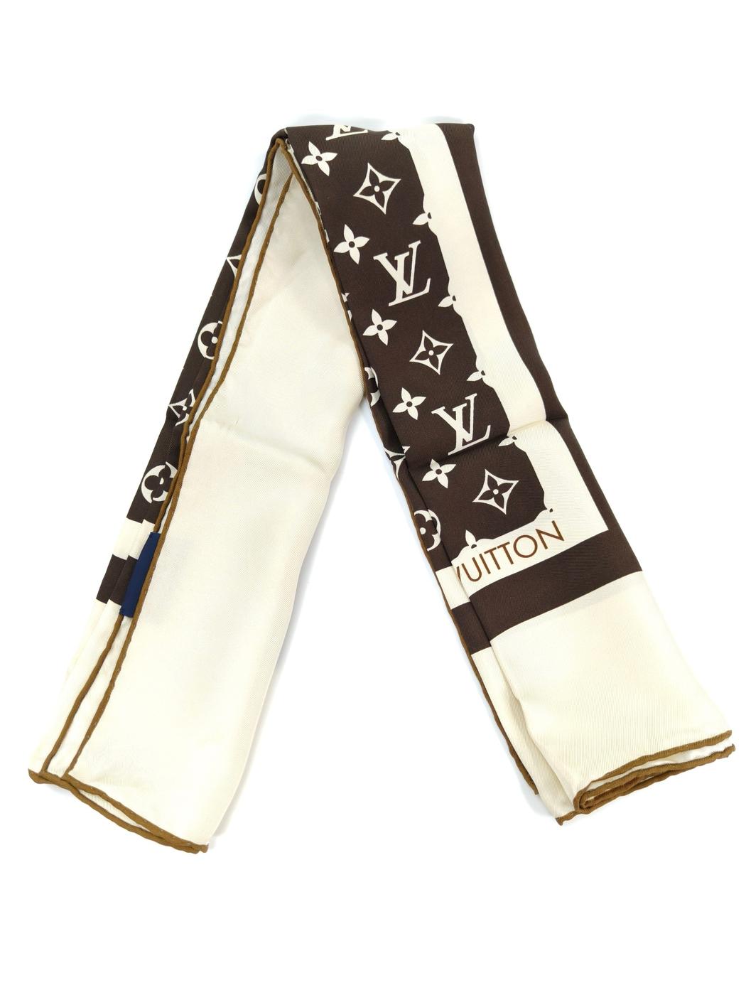 LOUIS VUITTON 路易威登 Monogram 真丝围巾 棕色 管理编号：10857