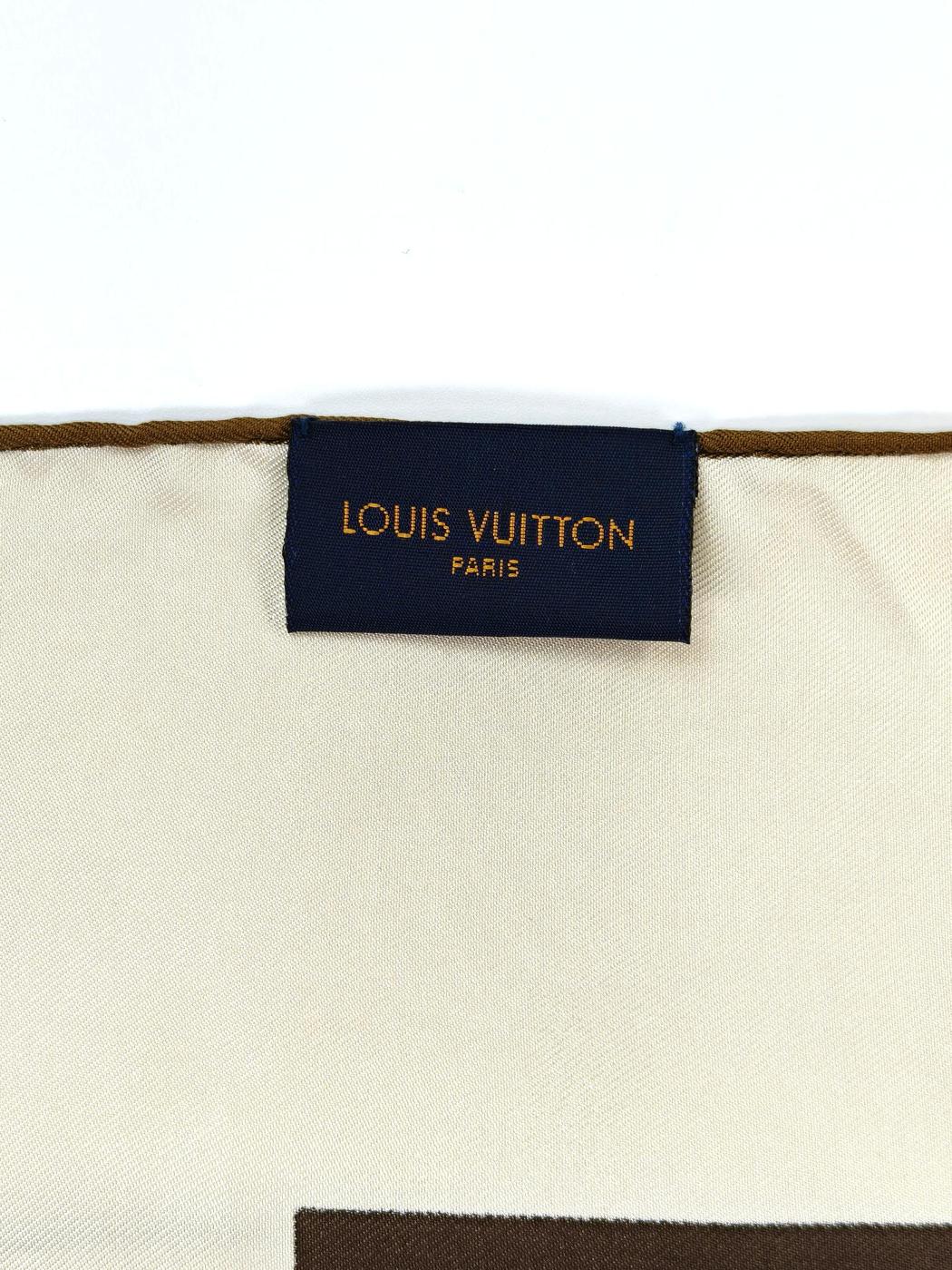 LOUIS VUITTON 路易威登 Monogram 真丝围巾 棕色 管理编号：10857