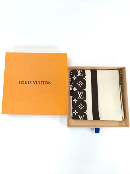 LOUIS VUITTON 路易威登 Monogram 真丝围巾 棕色 管理编号：10857