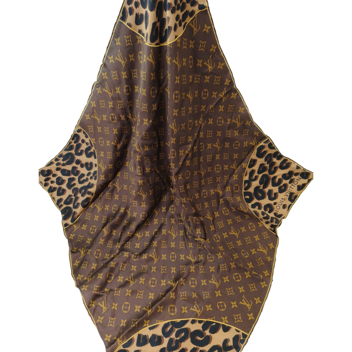 Louis Vuitton ルイヴィトン カレ・モノグラム レオパード シルク スカーフ ブラウン 管理番号：11122