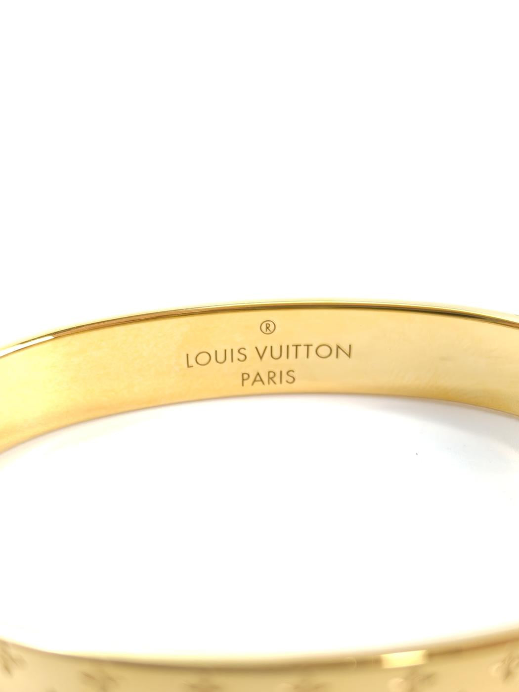 Louis Vuitton ルイヴィトン カフ・ナノグラム ブレスレット S ゴールド 管理番号：11134