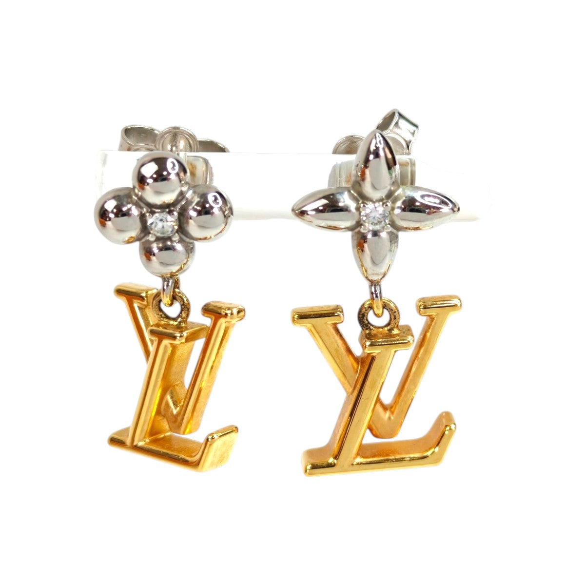 Louis Vuitton ルイヴィトン パンダント LV アイコニック フラワー ピアス ゴールド×シルバー 管理番号：11323