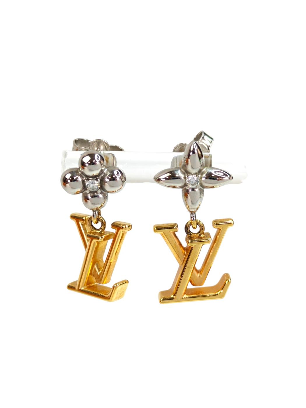 Louis Vuitton ルイヴィトン パンダント LV アイコニック フラワー ピアス ゴールド×シルバー 管理番号：11323