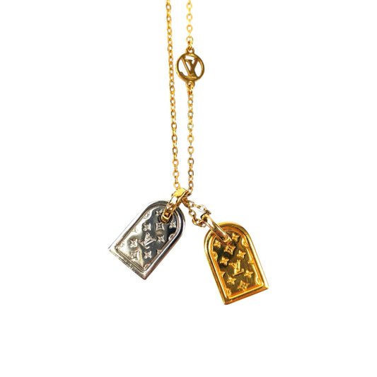 Louis Vuitton ルイヴィトン ナノグラム ネックレス ゴールド×シルバー 管理番号：11407