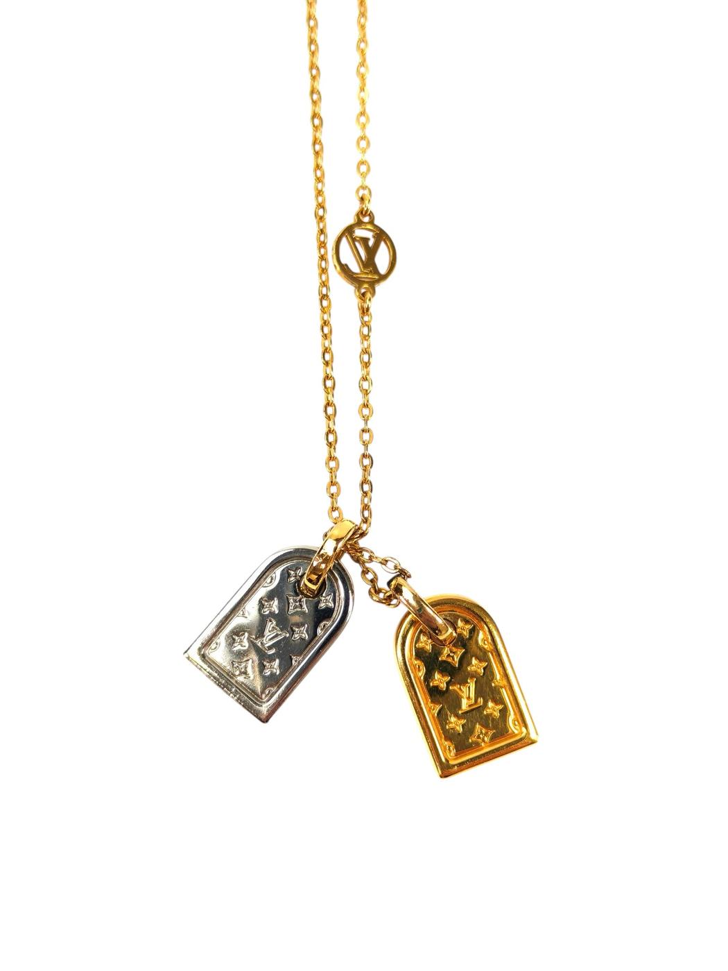 Louis Vuitton ルイヴィトン ナノグラム ネックレス ゴールド×シルバー 管理番号：11407