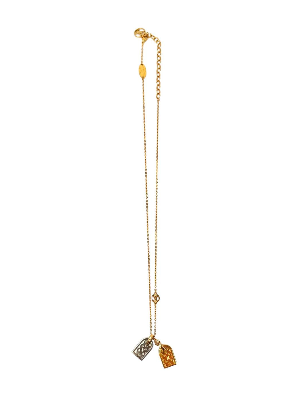 Louis Vuitton ルイヴィトン ナノグラム ネックレス ゴールド×シルバー 管理番号：11407