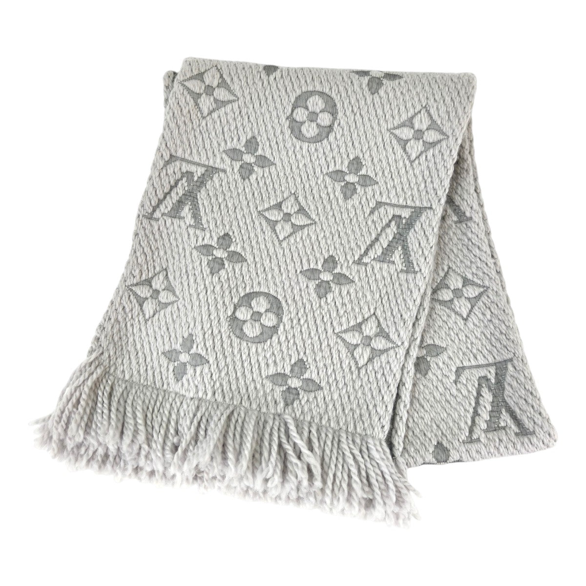 Louis Vuitton ルイ ヴィトン エシャル プ ロゴ マニア マフラー グレー 管理番号：11430