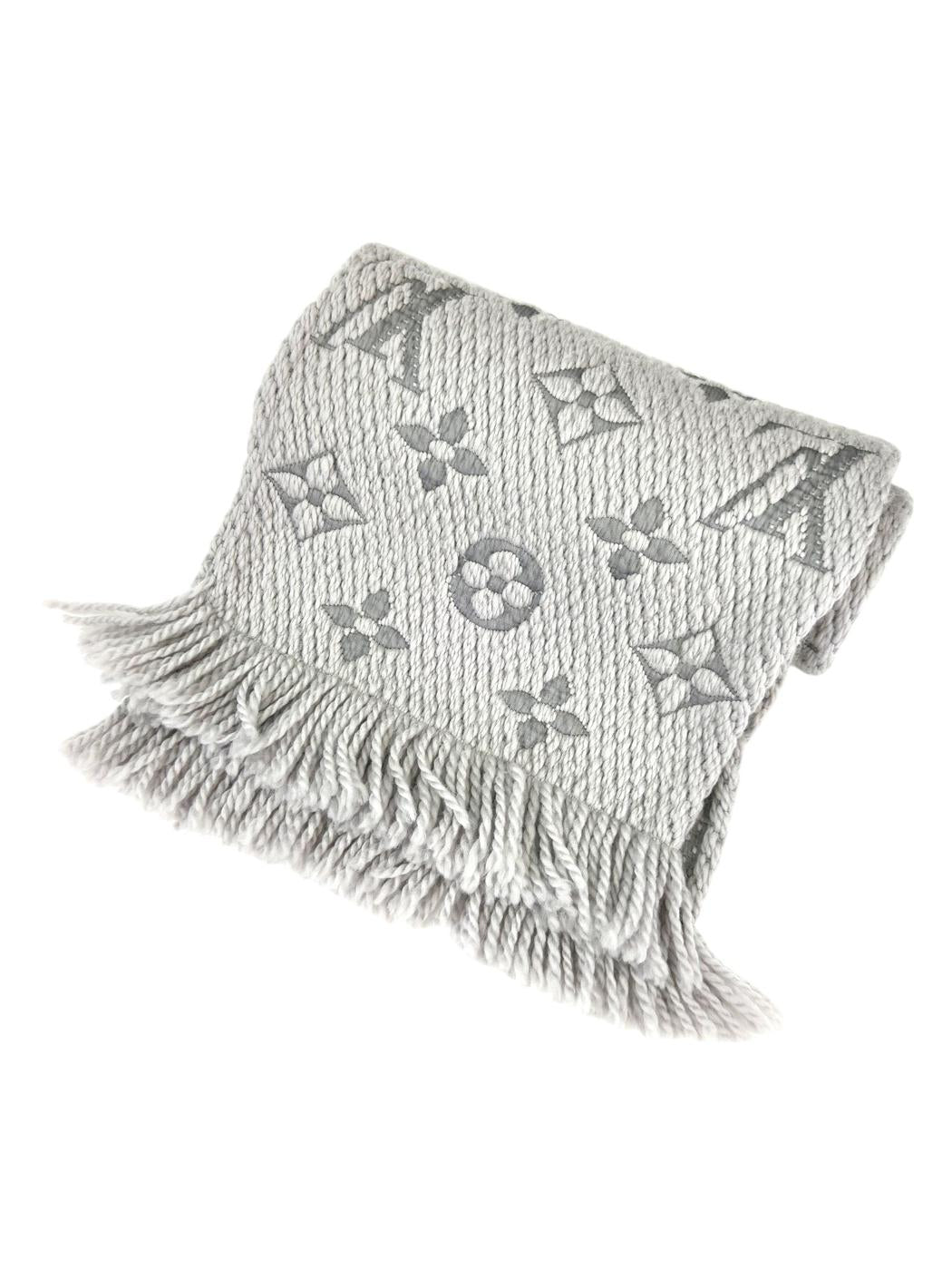 Louis Vuitton ルイ ヴィトン エシャル プ ロゴ マニア マフラー グレー 管理番号：11430