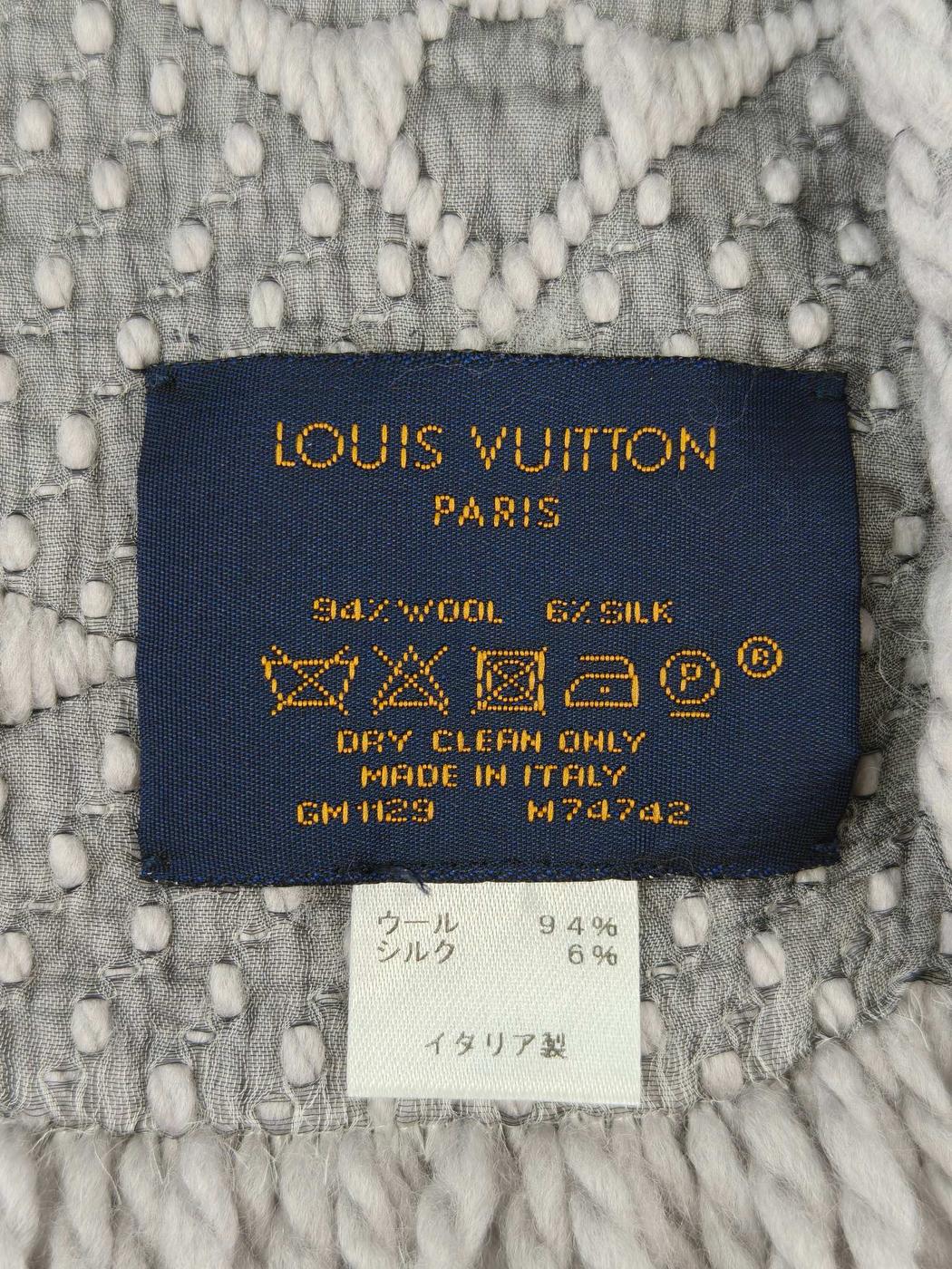 Louis Vuitton ルイ ヴィトン エシャル プ ロゴ マニア マフラー グレー 管理番号：11430