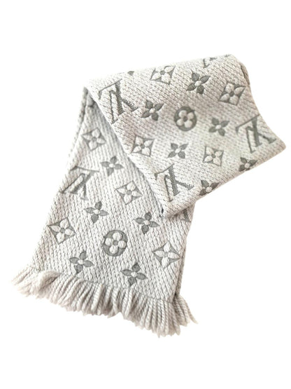 Louis Vuitton エシャルプ ロゴマニア グリペルル マフラー グレー イタリア製 管理番号：11758