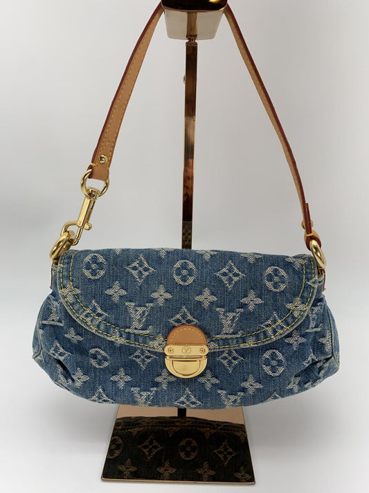 LOUIS VUITTON ルイ ヴィトン モノグラムデニム ミニプリーティ ハンドバッグ ショルダーバッグ ワンショルダー セミショルダー ブルー 青 M95050 管理番号：8844