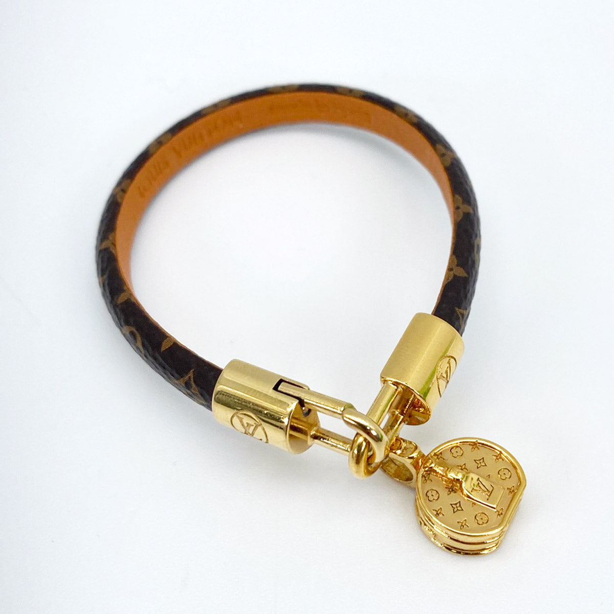 LOUIS VUITTON ブラスレ LV トリビュート ブレスレット モノグラム レザー ブラウン 表記サイズ17 M6442F 管理番号：8962