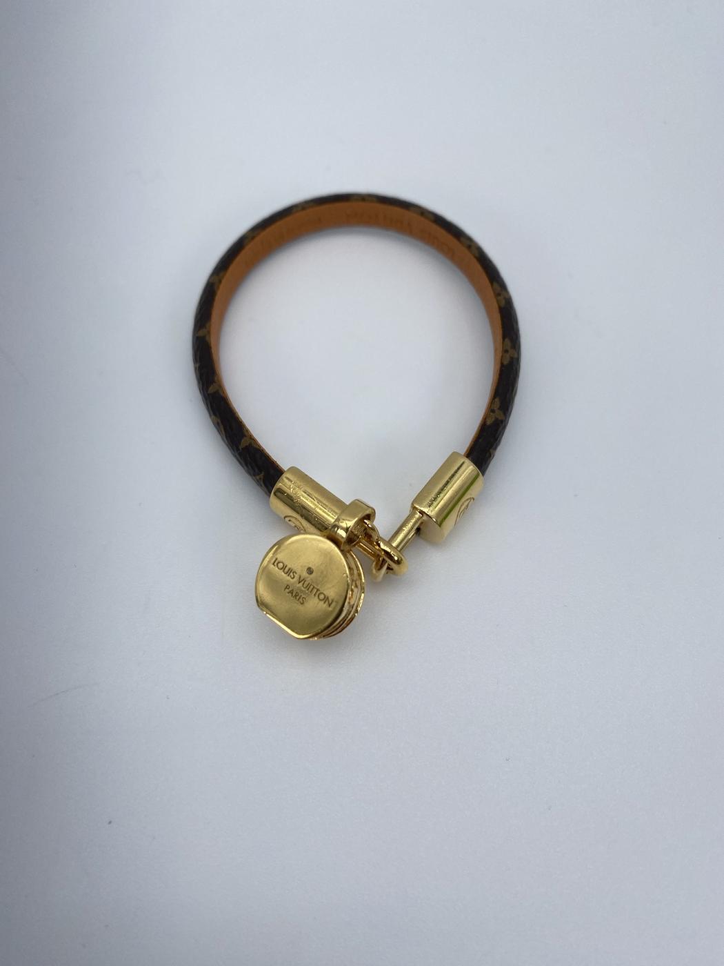 LOUIS VUITTON ブラスレ LV トリビュート ブレスレット モノグラム レザー ブラウン 表記サイズ17 M6442F 管理番号：8962