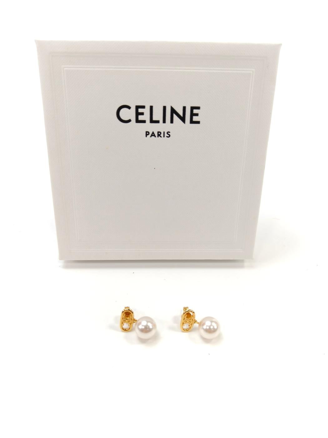 CELINE Les Perles Earrings, Pearl Triomphe, Gold, Reference Number: 10261