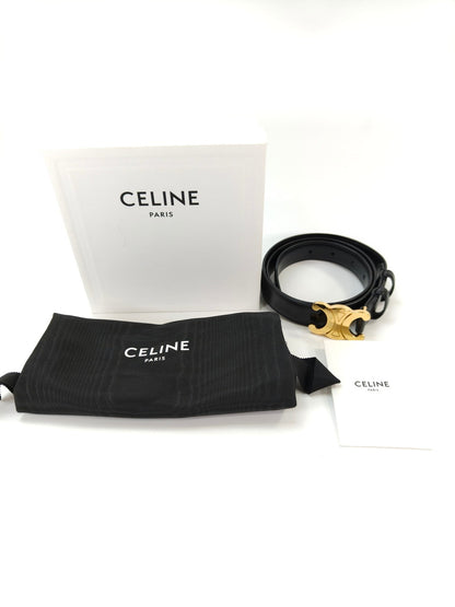 CELINE Triomphe 小牛皮女士腰带，80 码，黑色，参考编号：10324