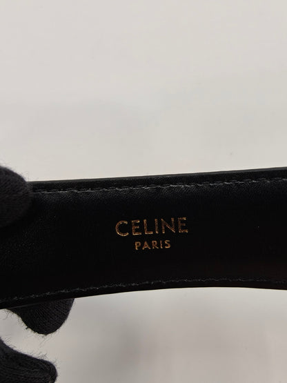 CELINE Triomphe 小牛皮女士腰带，80 码，黑色，参考编号：10324