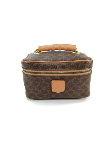 CELINE セリーヌ マカダム柄 バニティバッグ メイクポーチ ゴールド金具 ブラウン 管理番号：10370