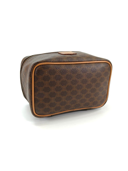 CELINE セリーヌ マカダム柄 バニティバッグ メイクポーチ ゴールド金具 ブラウン 管理番号：10370