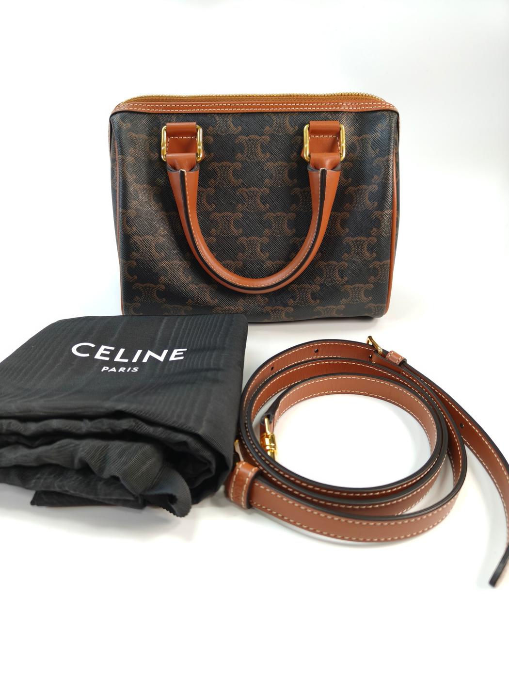 CELINE Triomphe 两用小号手提包/单肩包，棕褐色，参考编号：10399