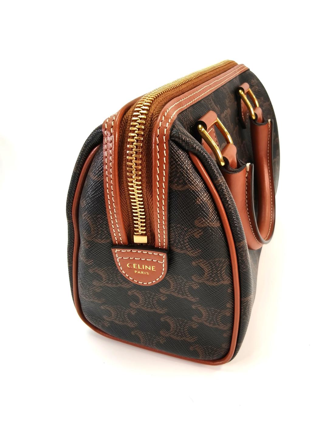 CELINE Triomphe 两用小号手提包/单肩包，棕褐色，参考编号：10399