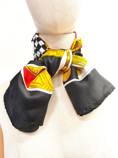 CELINE Chain Tassel Silk Scarf Black x Multicolor Product number: 10658