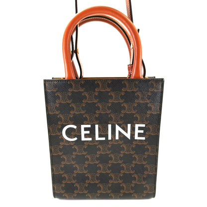 CELINE 思琳凯旋门迷你竖版手提包 2WAY 单肩包 棕色 管理编号：10699