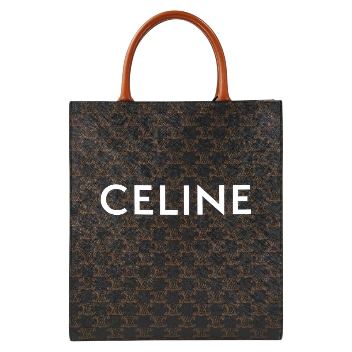 CELINE セリーヌトリオンフ スモール バーティカル カバ ストラップ付 茶 管理番号：11362