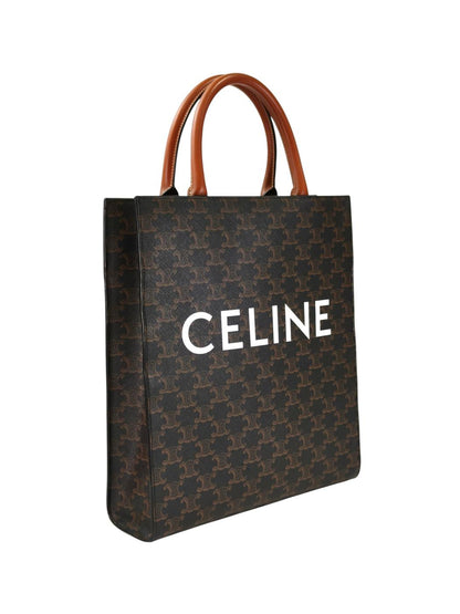 CELINE セリーヌトリオンフ スモール バーティカル カバ ストラップ付 茶 管理番号：11362