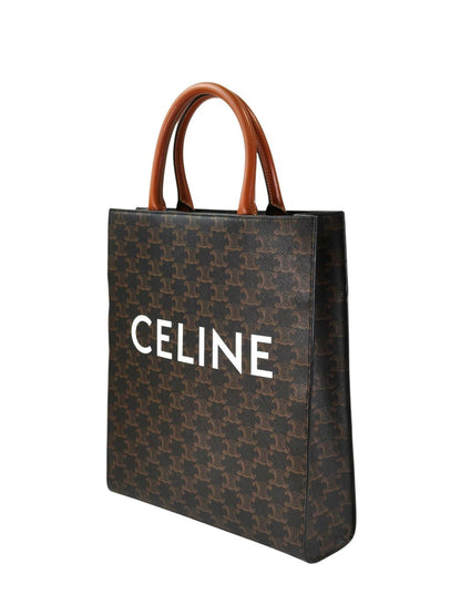 CELINE セリーヌトリオンフ スモール バーティカル カバ ストラップ付 茶 管理番号：11362