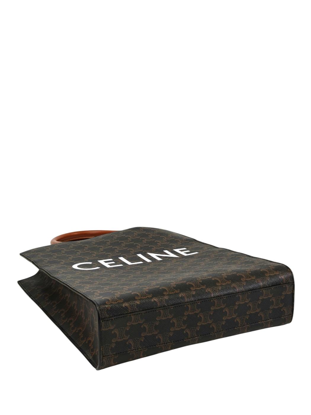 CELINE セリーヌトリオンフ スモール バーティカル カバ ストラップ付 茶 管理番号：11362
