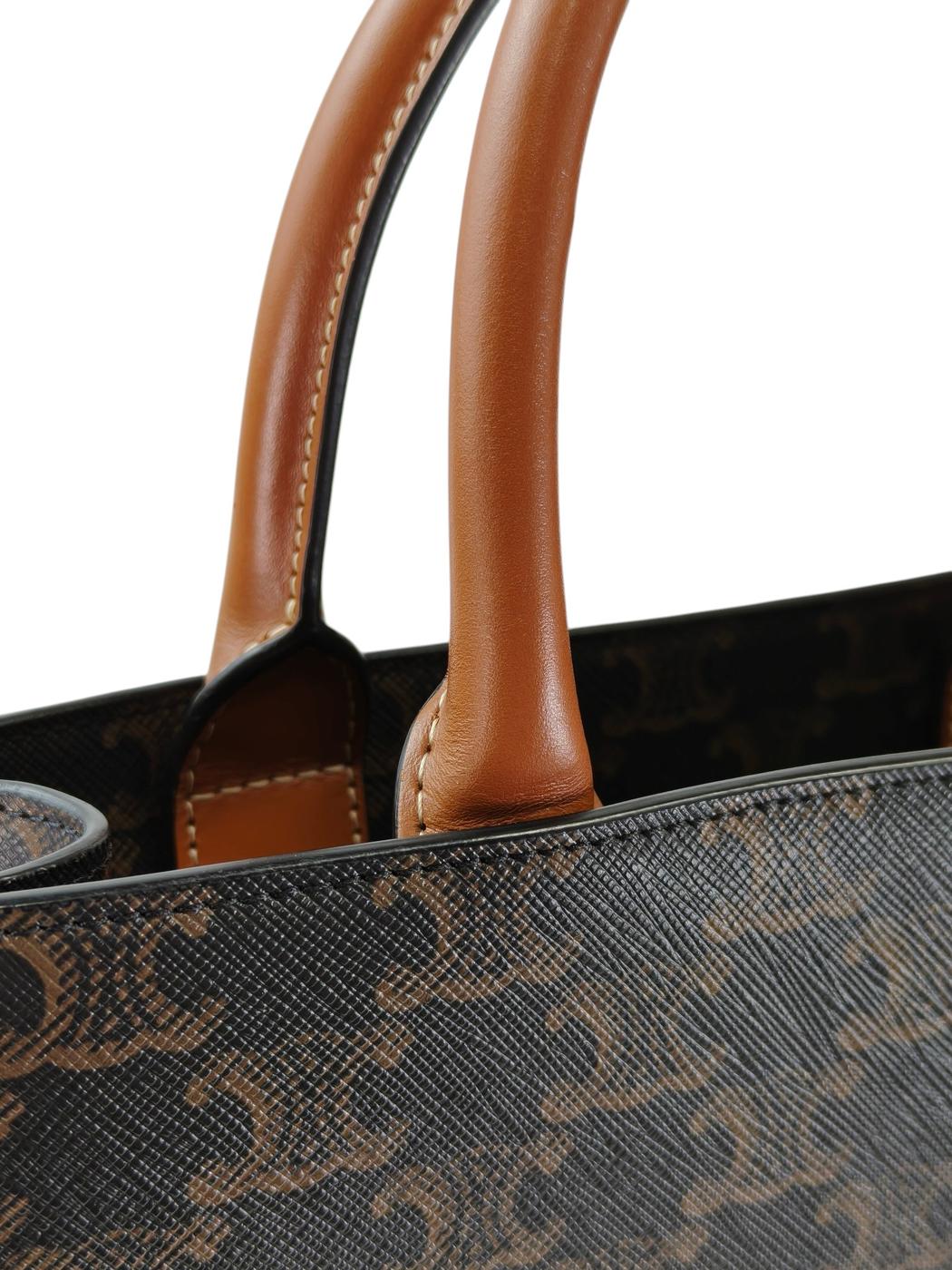 CELINE セリーヌトリオンフ スモール バーティカル カバ ストラップ付 茶 管理番号：11362