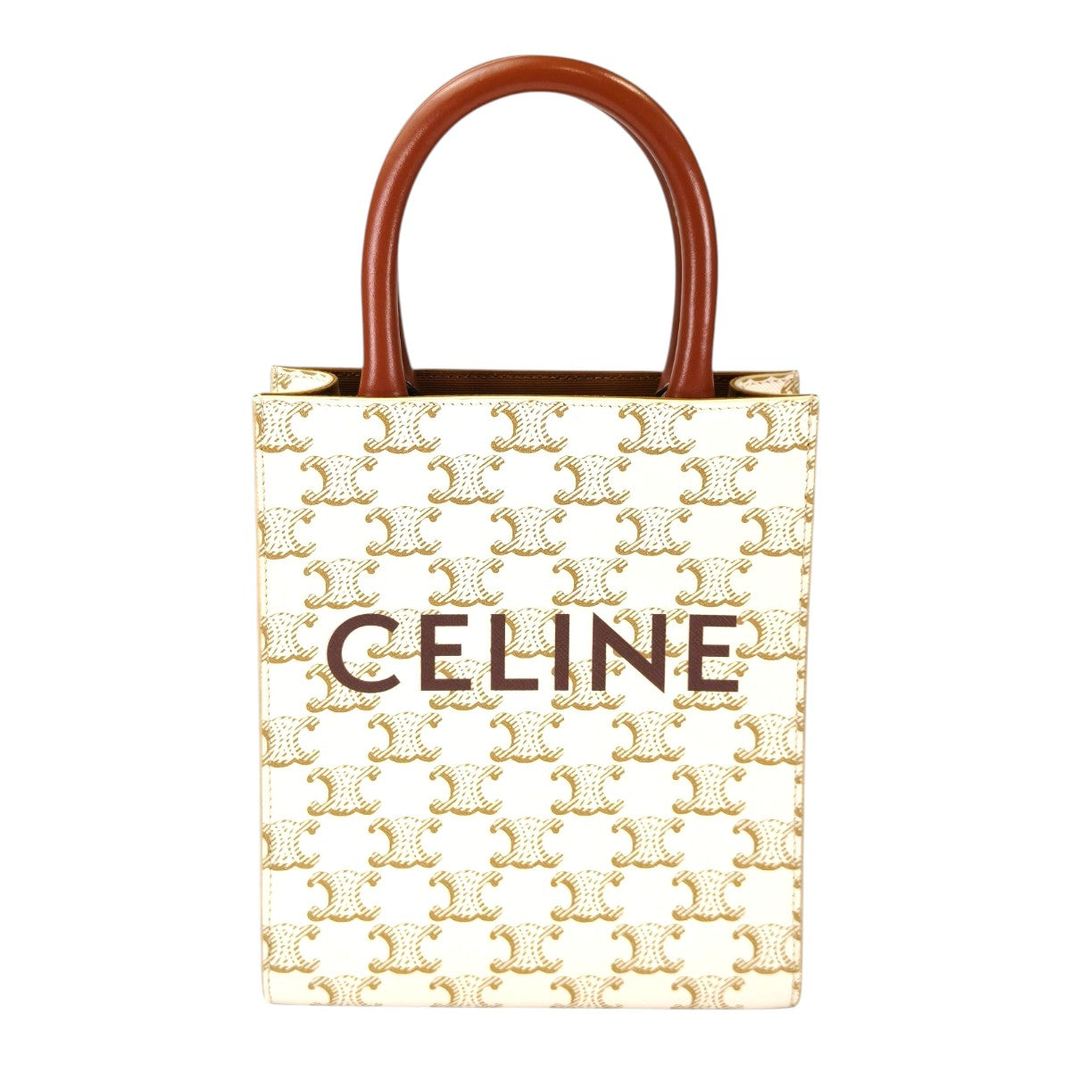 Celine セリーヌ トリオンフ ミニ バーティカルカバ ストラップ付 2WAY ショルダーバッグ ホワイト 管理番号：11399