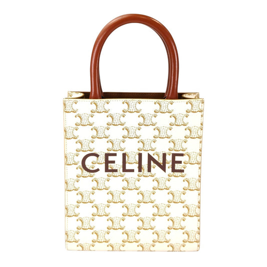 Celine セリーヌ トリオンフ ミニ バーティカルカバ ストラップ付 2WAY ショルダーバッグ ホワイト 管理番号：11399