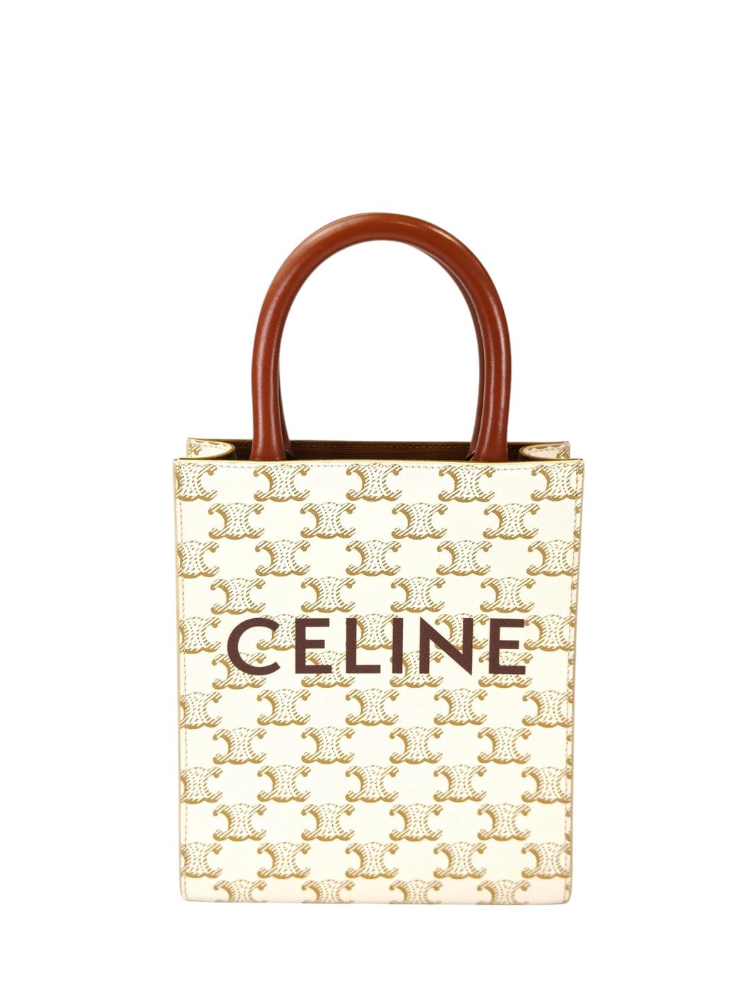 Celine セリーヌ トリオンフ ミニ バーティカルカバ ストラップ付 2WAY ショルダーバッグ ホワイト 管理番号：11399