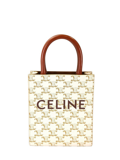 Celine セリーヌ トリオンフ ミニ バーティカルカバ ストラップ付 2WAY ショルダーバッグ ホワイト 管理番号：11399