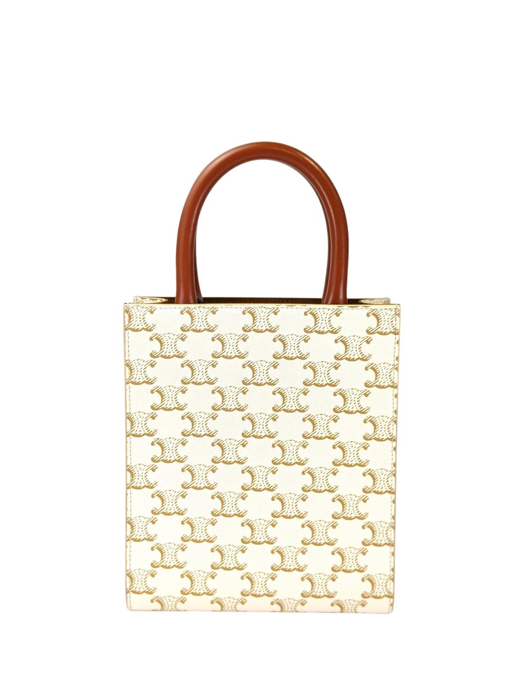 Celine セリーヌ トリオンフ ミニ バーティカルカバ ストラップ付 2WAY ショルダーバッグ ホワイト 管理番号：11399