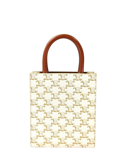 Celine セリーヌ トリオンフ ミニ バーティカルカバ ストラップ付 2WAY ショルダーバッグ ホワイト 管理番号：11399