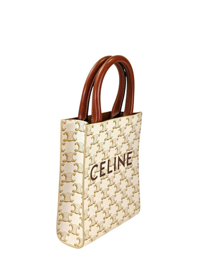 Celine セリーヌ トリオンフ ミニ バーティカルカバ ストラップ付 2WAY ショルダーバッグ ホワイト 管理番号：11399
