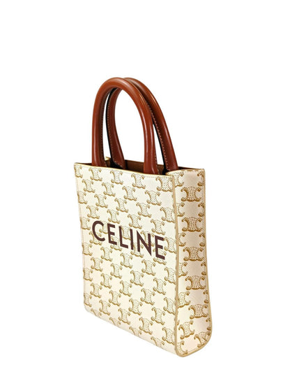 Celine セリーヌ トリオンフ ミニ バーティカルカバ ストラップ付 2WAY ショルダーバッグ ホワイト 管理番号：11399
