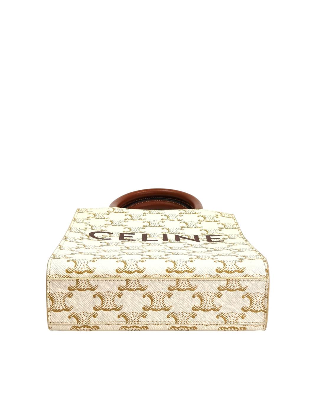 Celine セリーヌ トリオンフ ミニ バーティカルカバ ストラップ付 2WAY ショルダーバッグ ホワイト 管理番号：11399