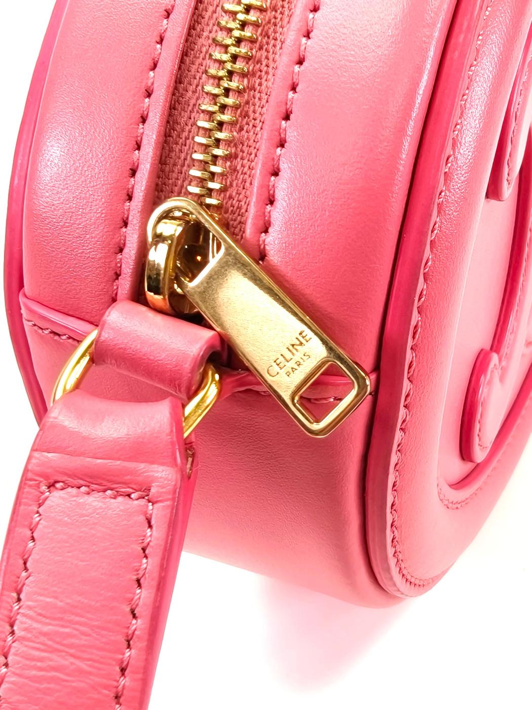 Celine セリーヌ オーバルパース キュイル トリオンフ レザー ピンクショルダーバッグ ゴールド金具 管理番号：11442
