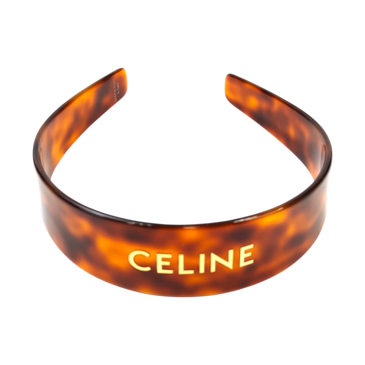 セリーヌ Celine べっ甲 金ロゴ ヘッドバンド カチューシャ 茶 アセテート 管理番号：11518