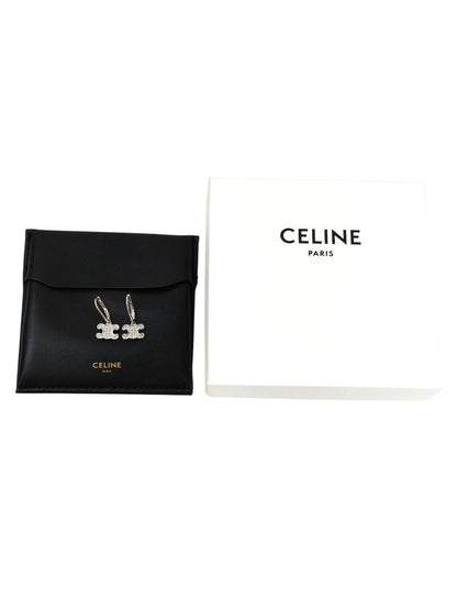 Celine セリーヌ トリオンフ ラインストーン ピアス シルバー 管理番号：11645