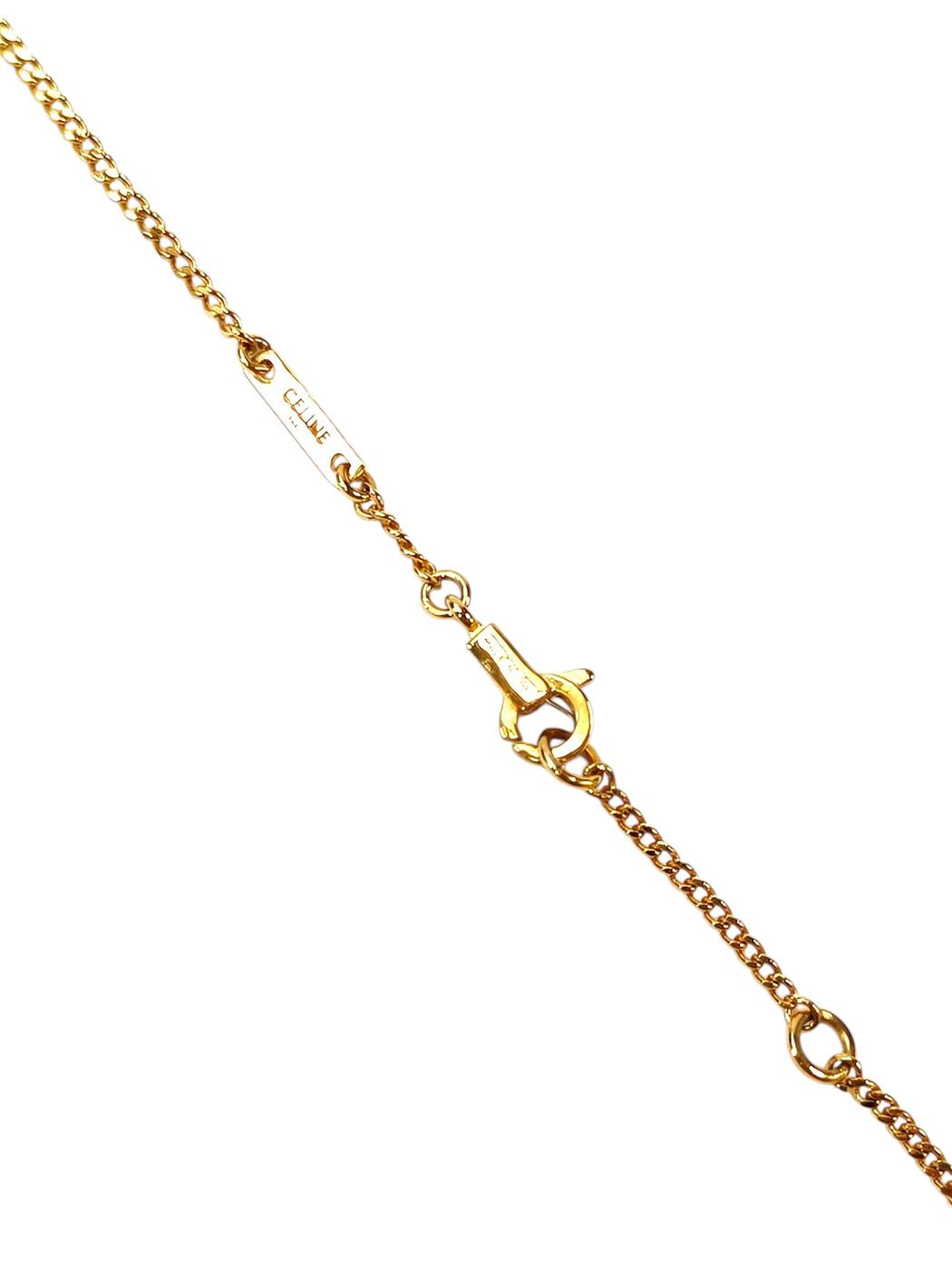 Celine セリーヌ トリオンフ ラインストーン ネックレス ゴールド 管理番号：11681